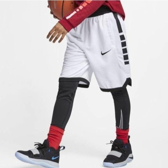 Nike‎ Dri Fit White Black Boys Shorts NWT XS - Picture 1 of 5